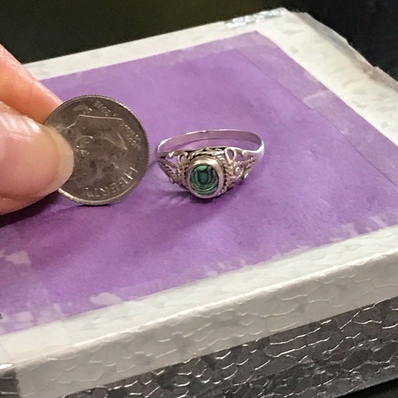 Abalone filigree sterling silver ring - Picture 3 of 7